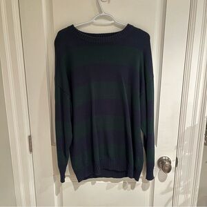 Sunday Best Striped Crewneck Sweater - Navy & Dark Green